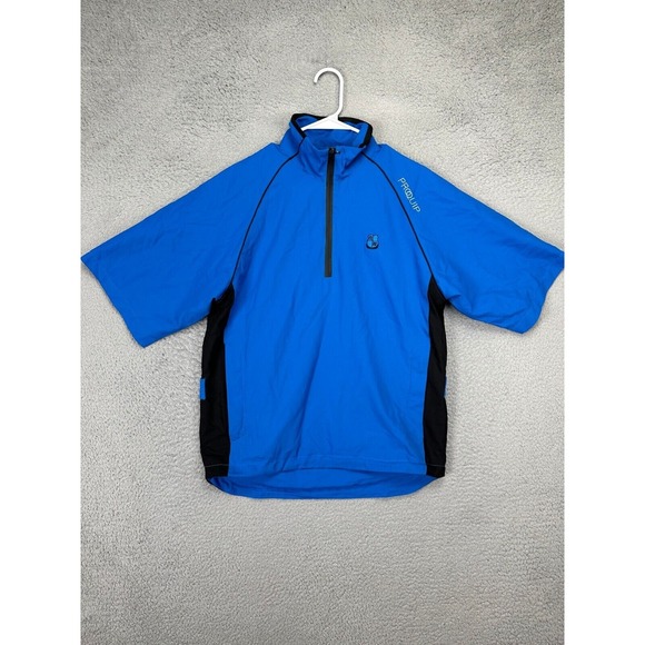 ProQuip Windbreaker Jacket Mens‎ Small Blue Quarter Zip Windproof Short Sleeve - Picture 2 of 16